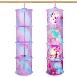 Toy Storage Hanging Stuffed Animals Organizer Closet Holder Toy Organizer 2pc